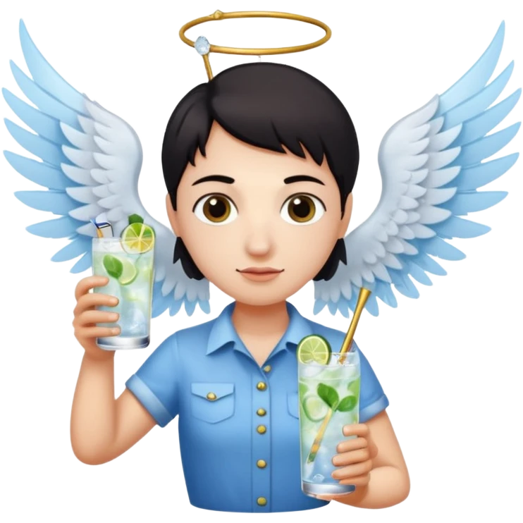 Cupis (with wings and hiss love arrows, holding gin tonic emoji