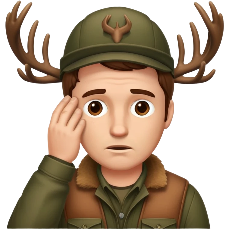 Facepalm White man deer hunter brown hair emoji