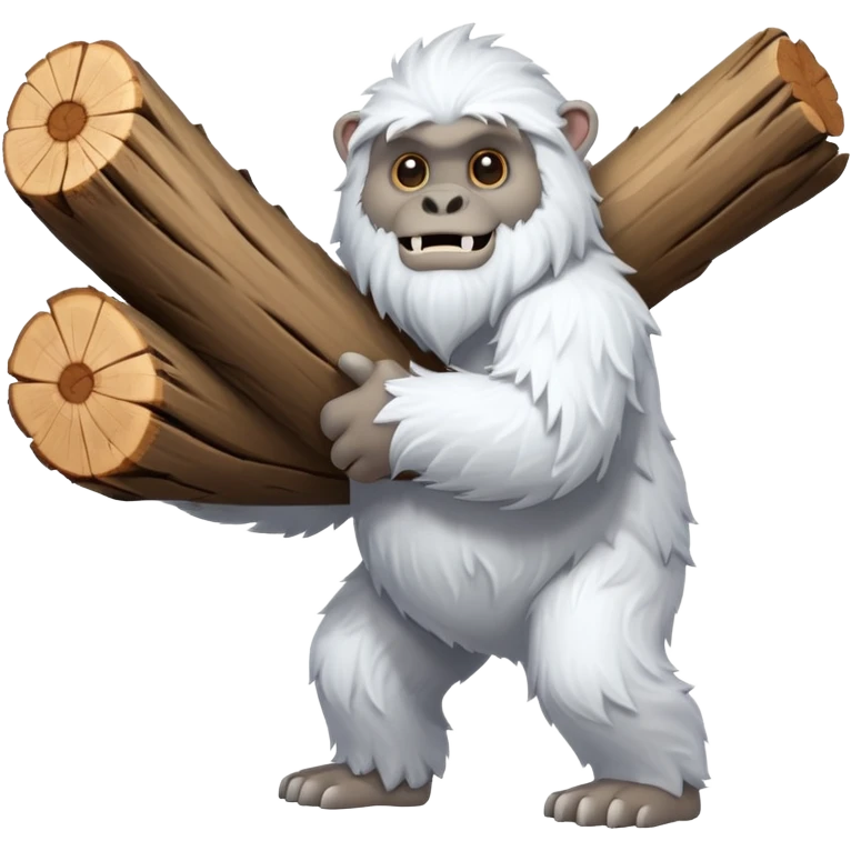 yeti, carrying a big wood emoji