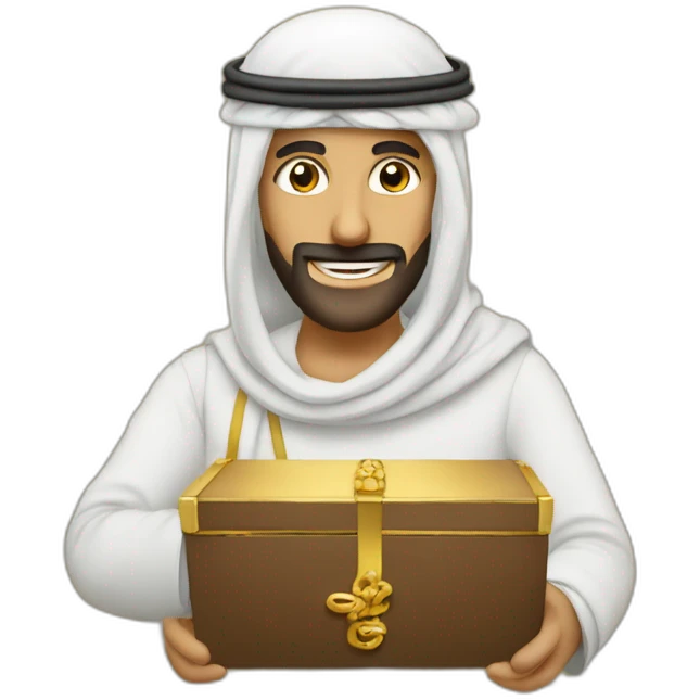 Homme arabe avec billet qui tombe du ciel emoji