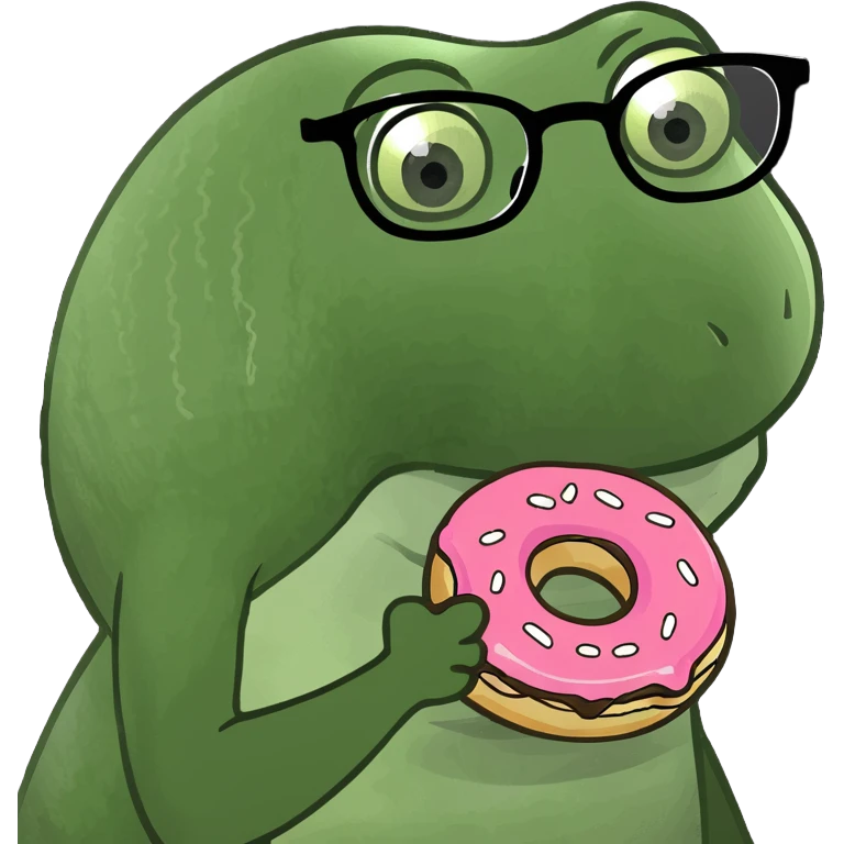 A fish eating a donut with glasses on emoji