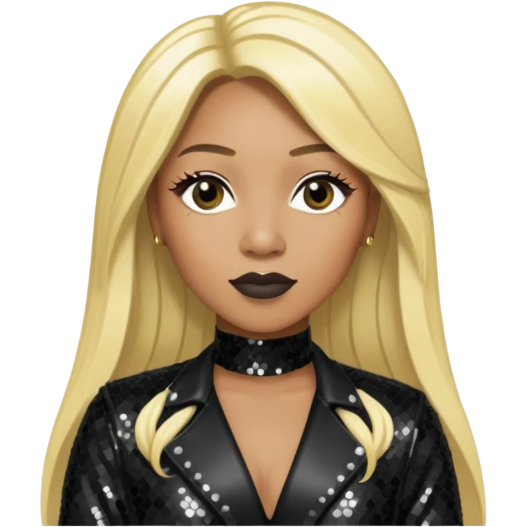 Lelee from SWV with long blonde hair, black sequin outfit emoji