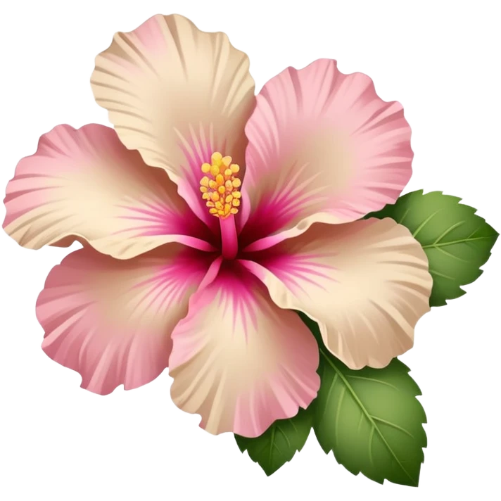 un jolie hibiscus au couleur rose et beige pastel emoji