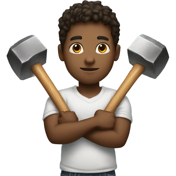 a strong boy with a huge hammer emoji