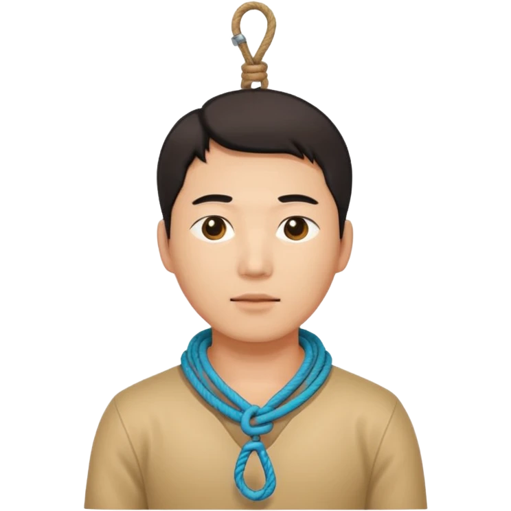 A Korean man hanging by the neck with a rope emoji