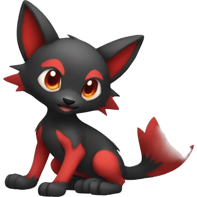 Cute cool black red animal hybrid Fakemon full body emoji