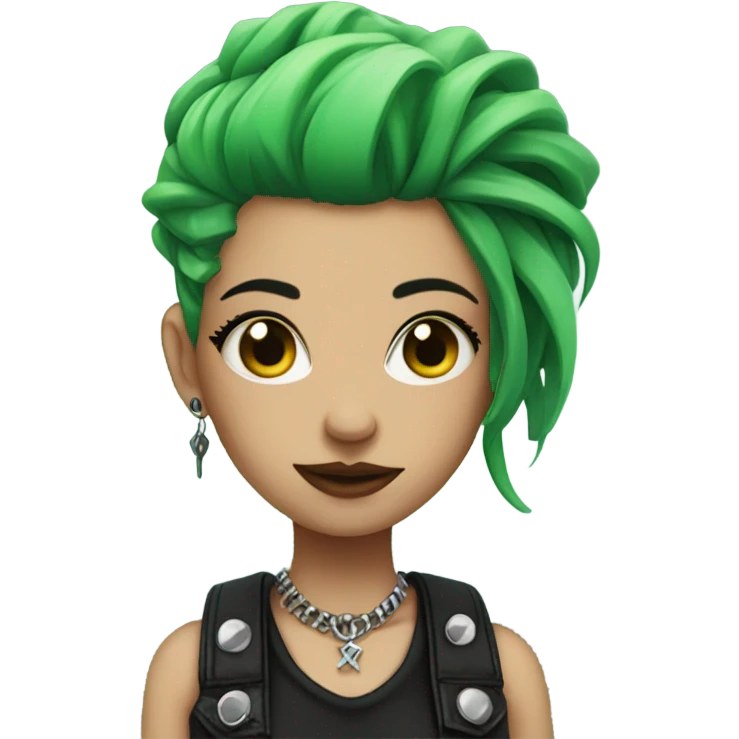 punk girl with piercings and green hair emoji
