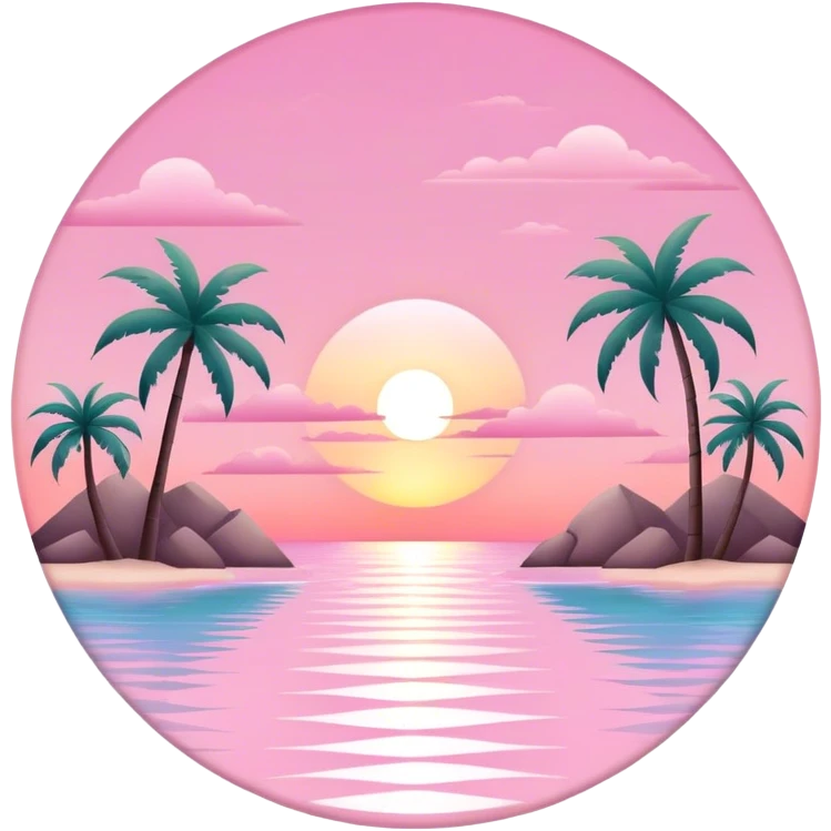 Pastel pink tropical sunset, luxury resort emoji