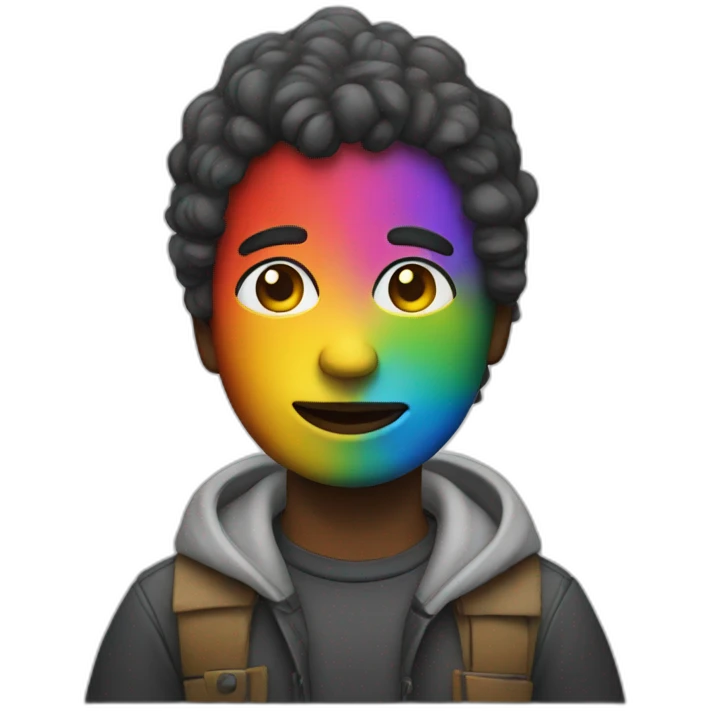 an artist with a rainbow face emoji
