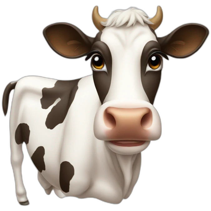 A cow with chad face emoji