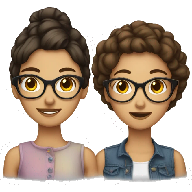 two brunette girls one girl was glasses emoji