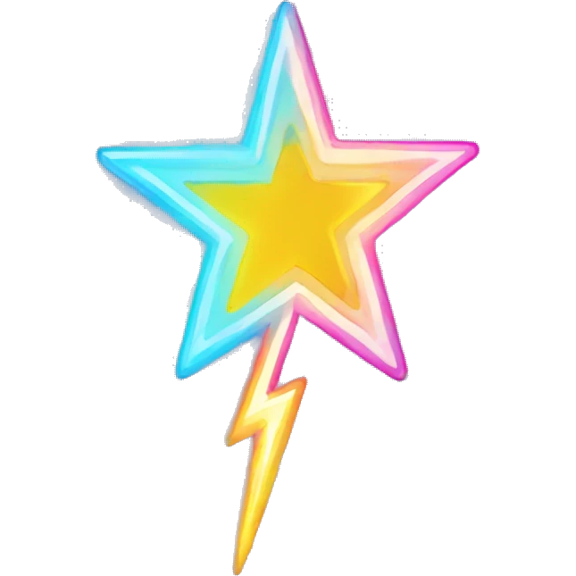 Five-pointed star, where one of them becomes a Lightning Bolt emoji