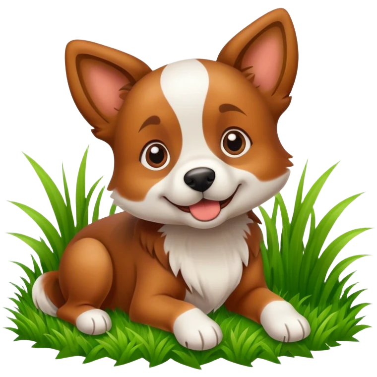 playful dog in the grass emoji