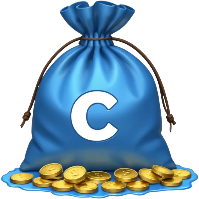 bag of blue coins emoji