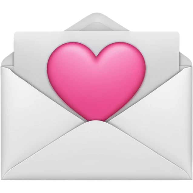 a white envelope featuring a bright pink heart in the center, on a solid light background emoji