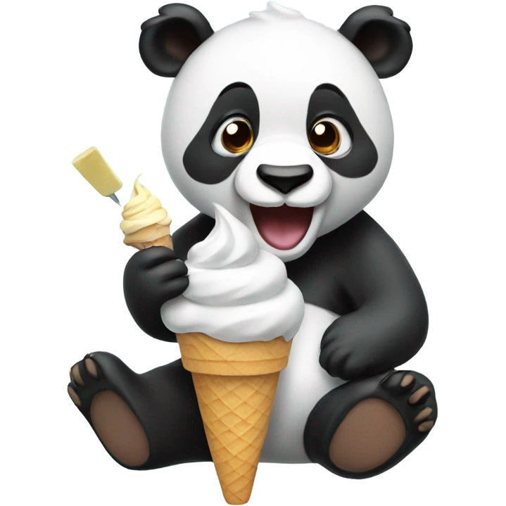Panda eating ice cream emoji