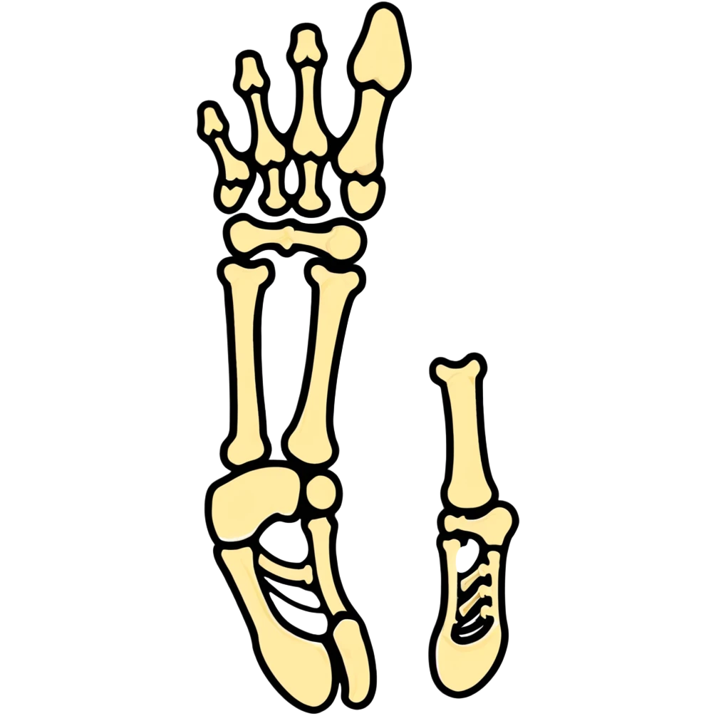 skeleton foot, bones of human foot, anatomical foot bones emoji