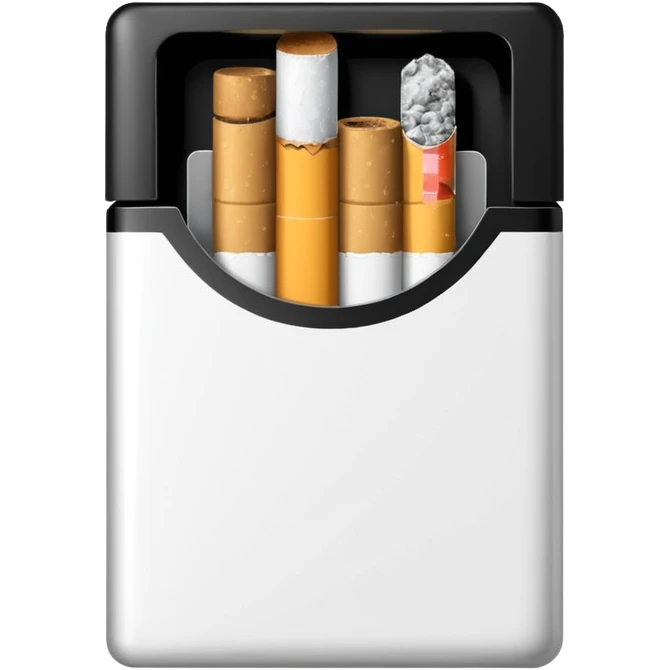 Minimalistic cigarette pack emoji, metallic black and white emoji