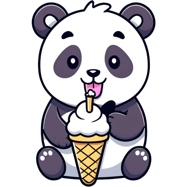 Panda eating ice cream emoji