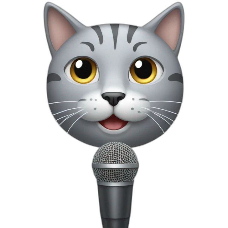 grey kitty face with mic emoji