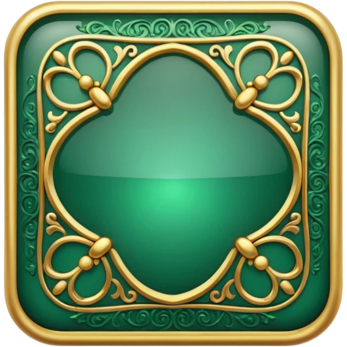 Jade and gold filigree style rounded square icon button emoji