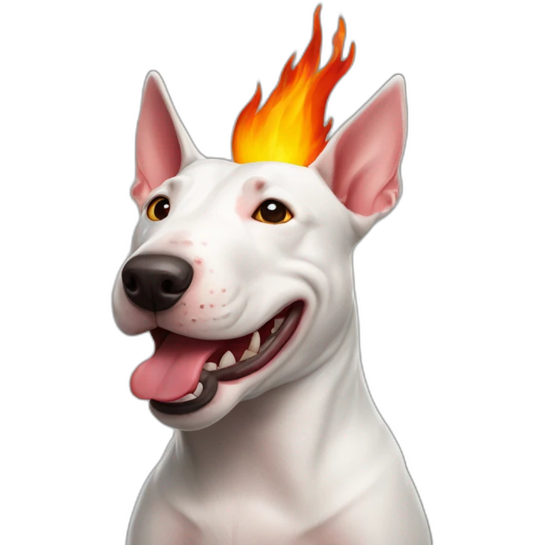 Bull terrier with fire mouth emoji