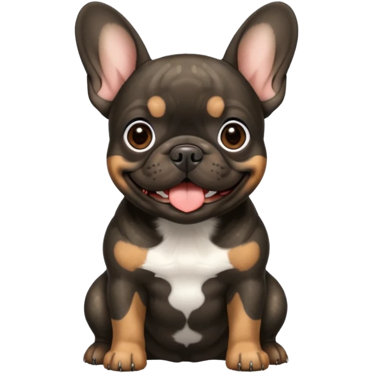 black brindle french bulldog smiling emoji