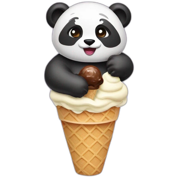 War panda eatimg ice cream emoji