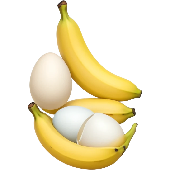 A banana standing between two eggs emoji