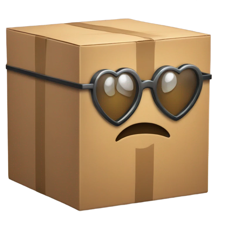 box with glasses on a big heart  emoji
