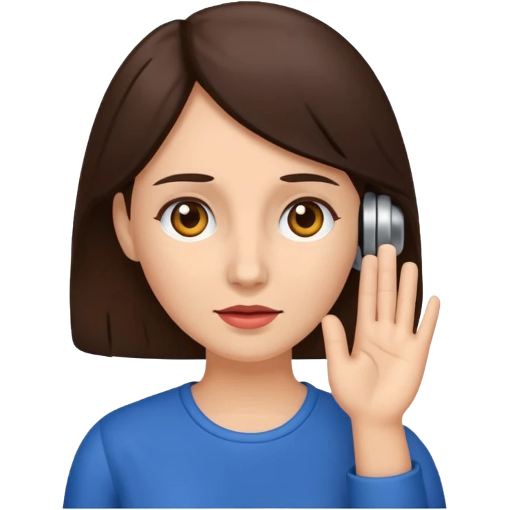 brunette woman with hearing impairment emoji