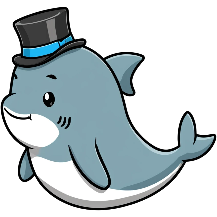 Shark with a top hat emoji