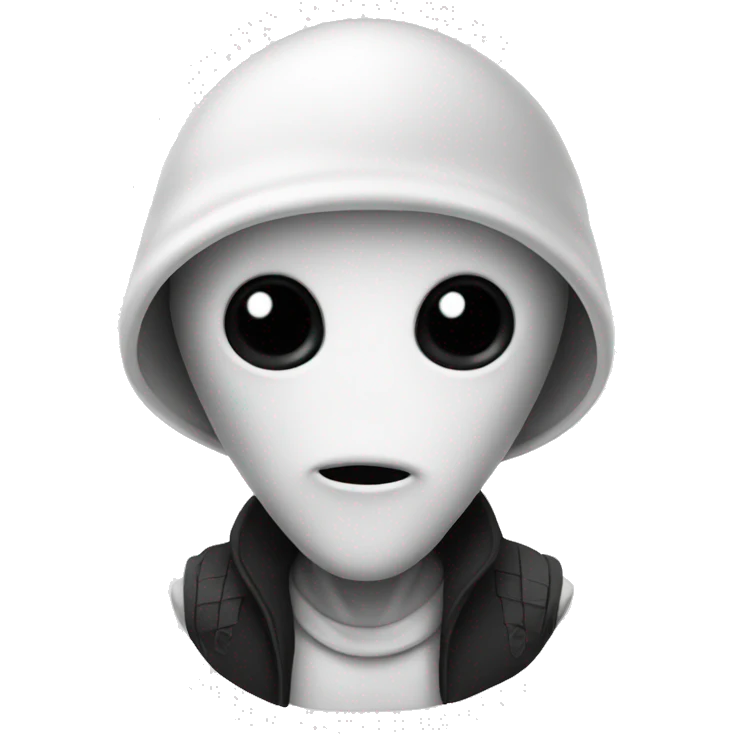 white alien with black cap on emoji