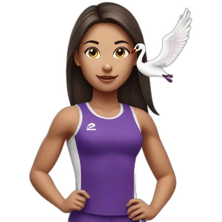 Girl Runner in purple top with swan logo emoji