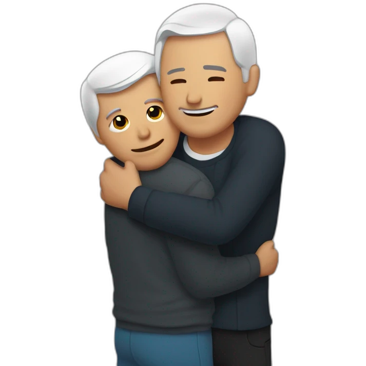 Joaquin Lopez Doriga hugging to Andres Manuel Lopez Obrador fronted emoji