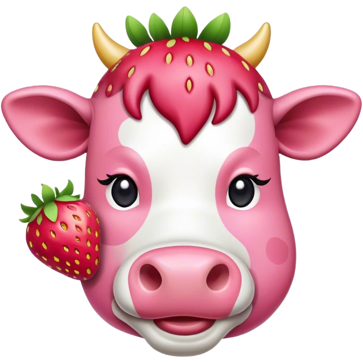pink strawberry cow emoji