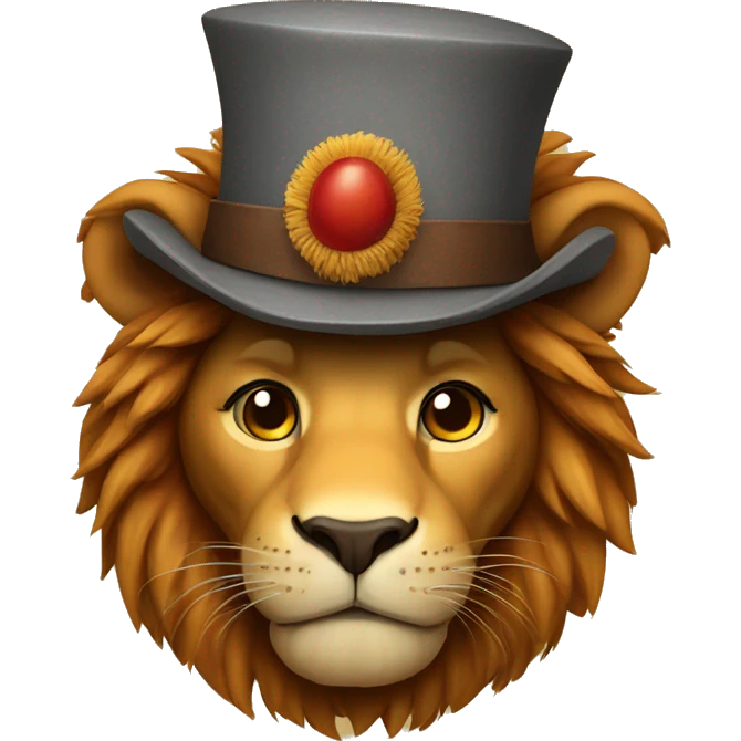 Lion wearing turkey hat emoji