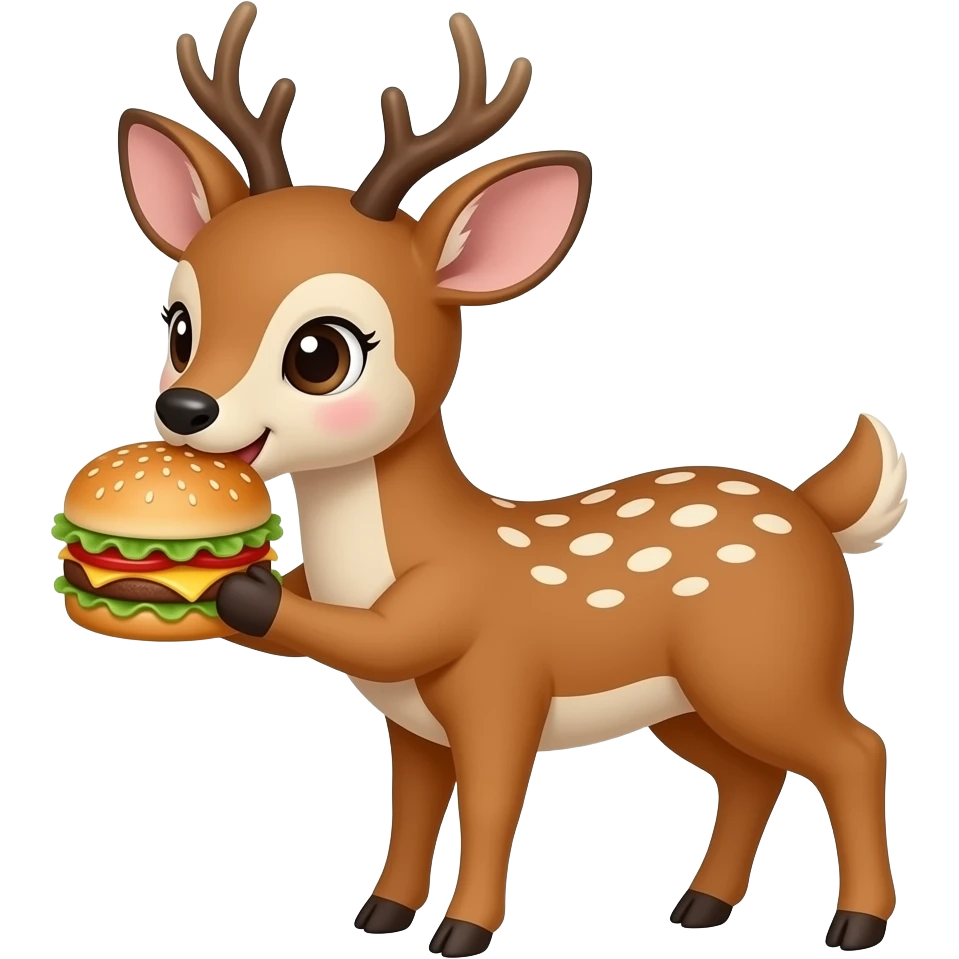 cute deer eating a burger emoji