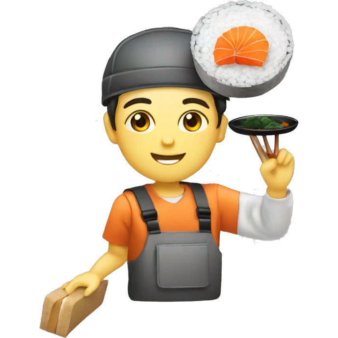  courier wich delivered sushi on the plate  emoji