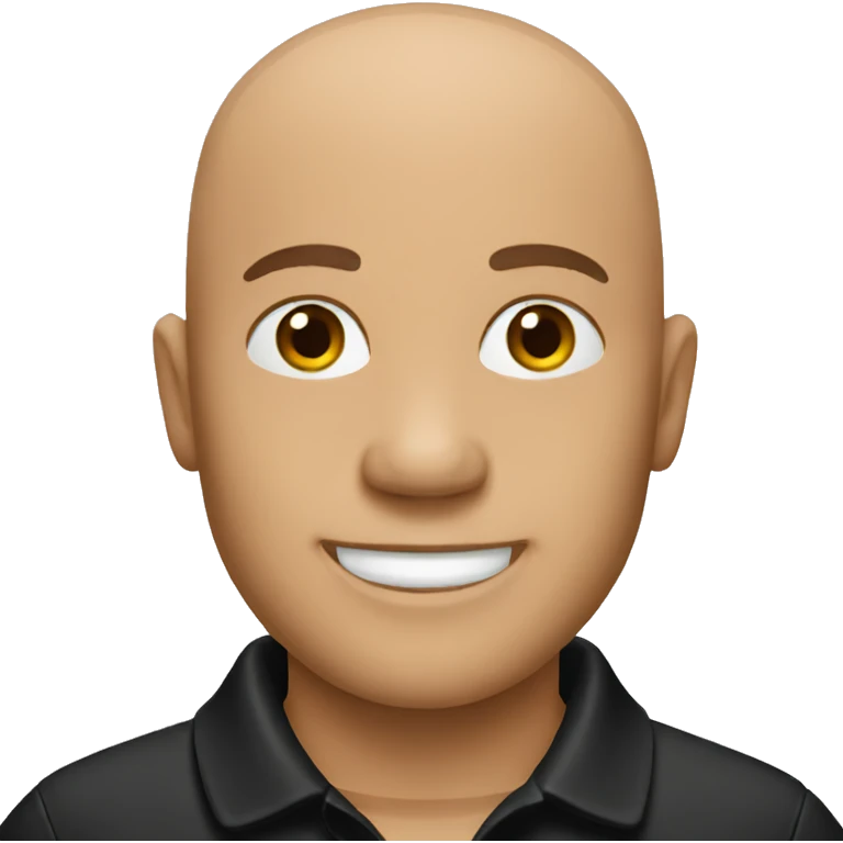 happy bald man in black polo emoji