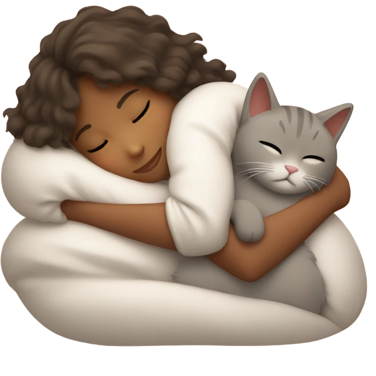 Girl and cat sleeping emoji
