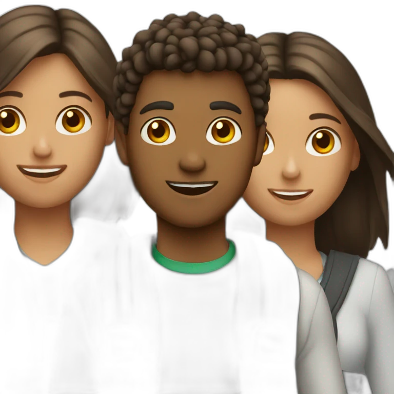 Three students  emoji