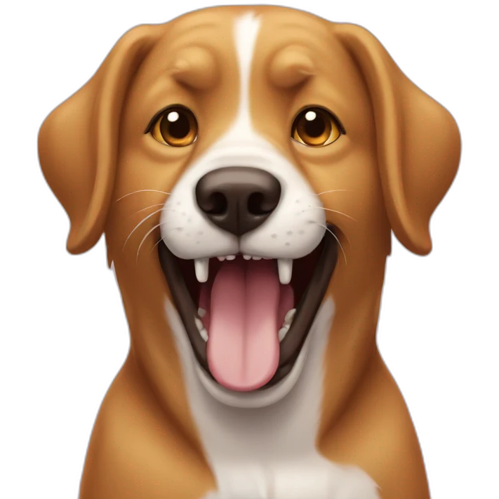 Perro con un gato entre los dientes emoji