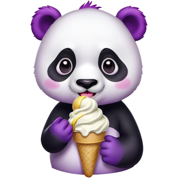 Panda with violett Hair eating ice cream emoji