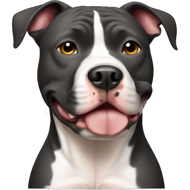 A pitbull with a white spot on his chest shaped like italy emoji