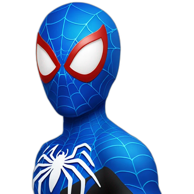 Blue gradient spider man, white eye emoji
