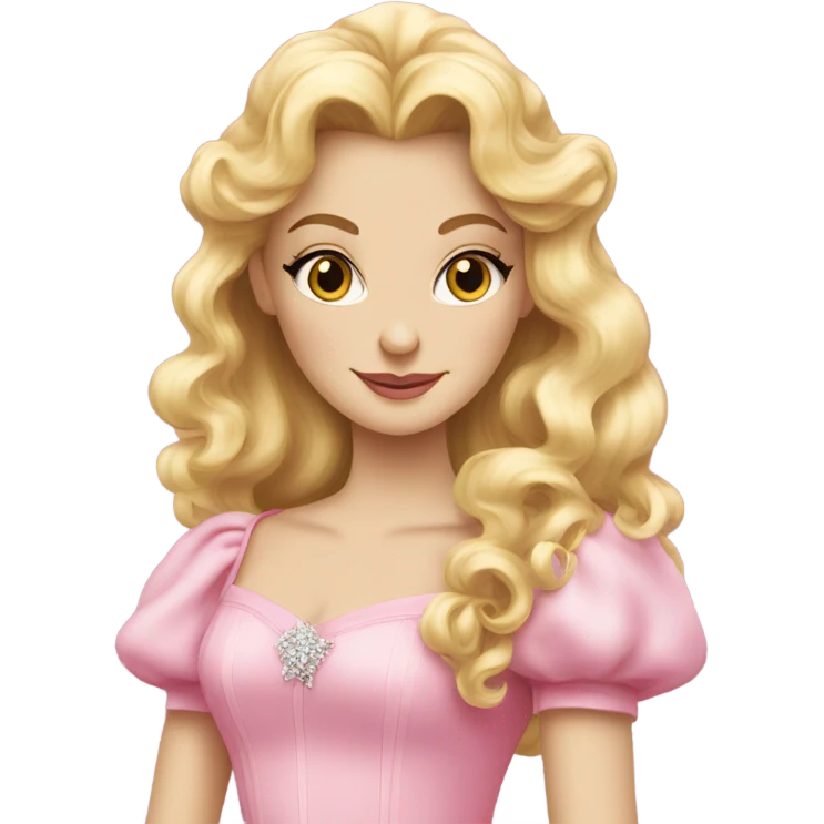 Glinda the good pink dress long blonde curly hair emoji