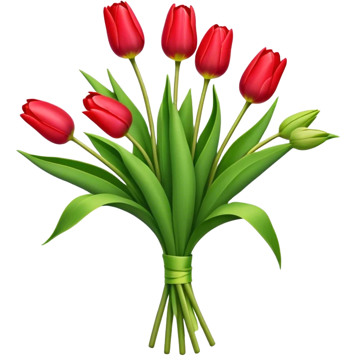bouquet Tulip, luxuriant, stem, leaf, bud emoji