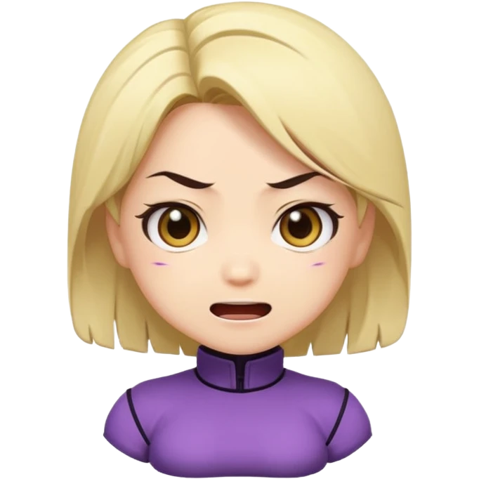 Chibi anime emoji of Nina Williams (Tekken), super-deformed proportions, big expressive eyes, minimal details, bold outlines, flat colors, cute facial expressions (smile, surprised, angry), sticker emoji style, clean background, wholesome and safe emoji