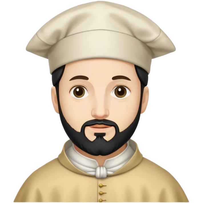 san ignacio de loyola pelón y barba negra como sombrero un bonete emoji